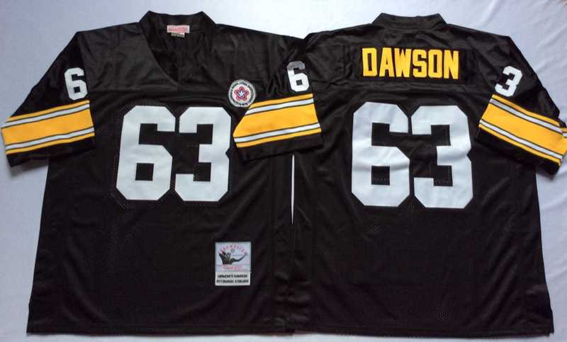 Steelers 63 Dermontti Dawson Black M&N Throwback Jersey->nfl m&n throwback->NFL Jersey